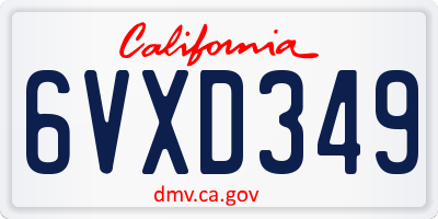 CA license plate 6VXD349