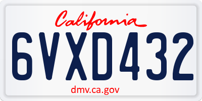 CA license plate 6VXD432