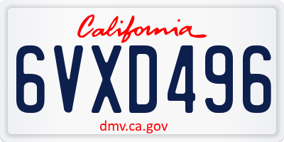 CA license plate 6VXD496