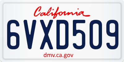 CA license plate 6VXD509