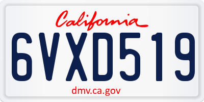 CA license plate 6VXD519