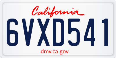 CA license plate 6VXD541