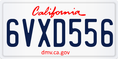 CA license plate 6VXD556