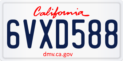 CA license plate 6VXD588