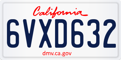 CA license plate 6VXD632