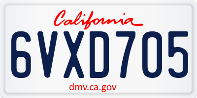 CA license plate 6VXD705