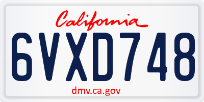 CA license plate 6VXD748