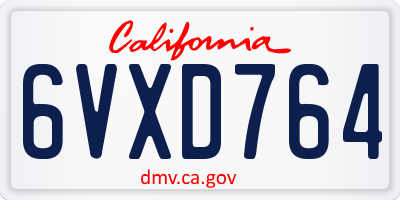CA license plate 6VXD764