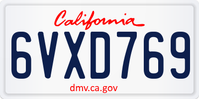 CA license plate 6VXD769
