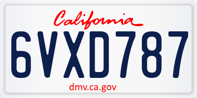 CA license plate 6VXD787
