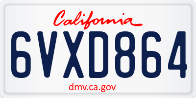 CA license plate 6VXD864
