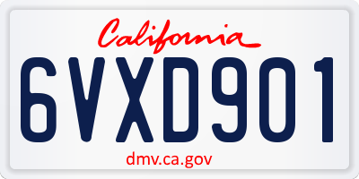 CA license plate 6VXD901