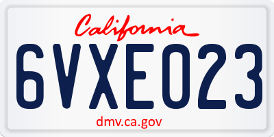 CA license plate 6VXE023