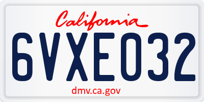 CA license plate 6VXE032