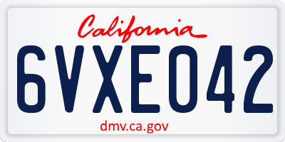 CA license plate 6VXE042