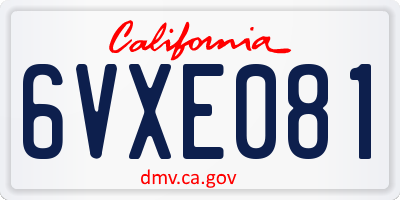 CA license plate 6VXE081