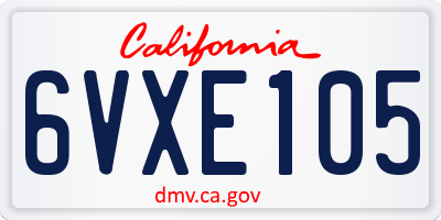 CA license plate 6VXE105