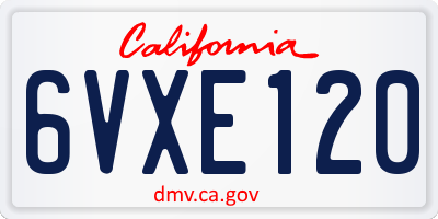 CA license plate 6VXE120