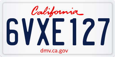 CA license plate 6VXE127