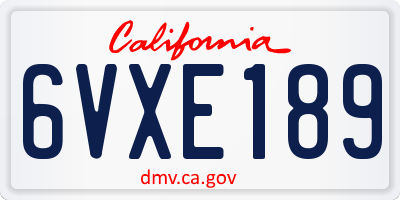 CA license plate 6VXE189