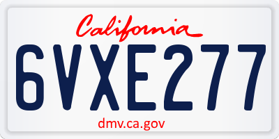 CA license plate 6VXE277