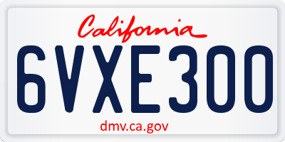 CA license plate 6VXE300