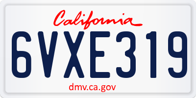 CA license plate 6VXE319