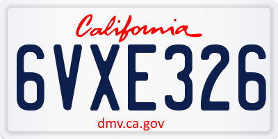 CA license plate 6VXE326