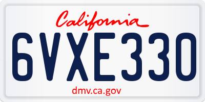 CA license plate 6VXE330