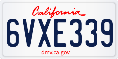 CA license plate 6VXE339