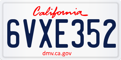 CA license plate 6VXE352