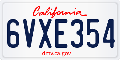 CA license plate 6VXE354
