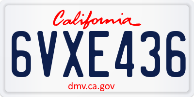 CA license plate 6VXE436