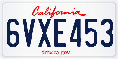 CA license plate 6VXE453