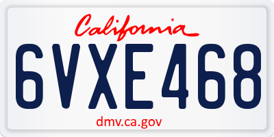CA license plate 6VXE468