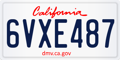 CA license plate 6VXE487
