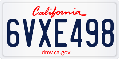 CA license plate 6VXE498