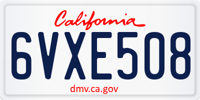 CA license plate 6VXE508