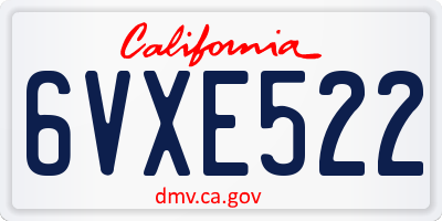 CA license plate 6VXE522