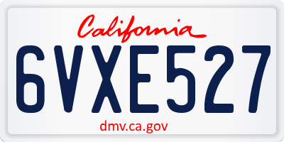 CA license plate 6VXE527