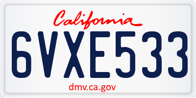 CA license plate 6VXE533