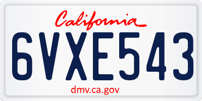 CA license plate 6VXE543