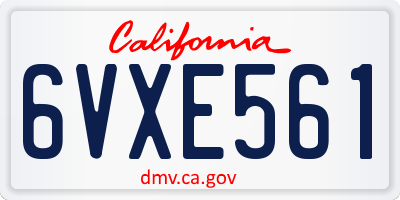 CA license plate 6VXE561