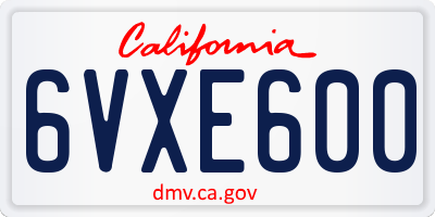 CA license plate 6VXE600