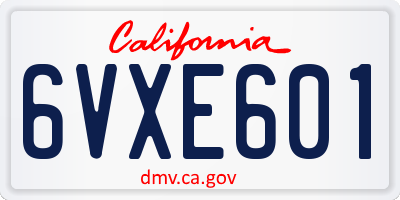 CA license plate 6VXE601