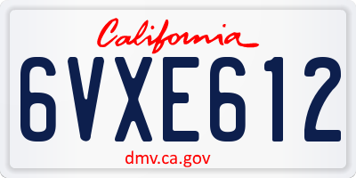 CA license plate 6VXE612