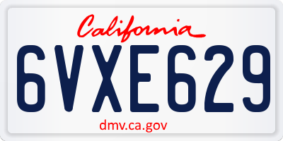 CA license plate 6VXE629