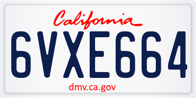 CA license plate 6VXE664