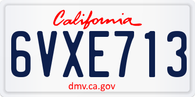CA license plate 6VXE713