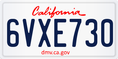 CA license plate 6VXE730